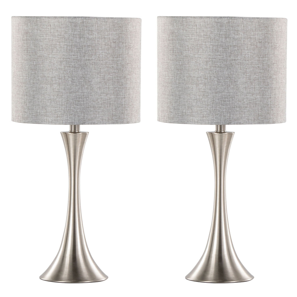 Lenuxe Modern Table Lamp Set | Round Base Hourglass Table Lamp Set of 2