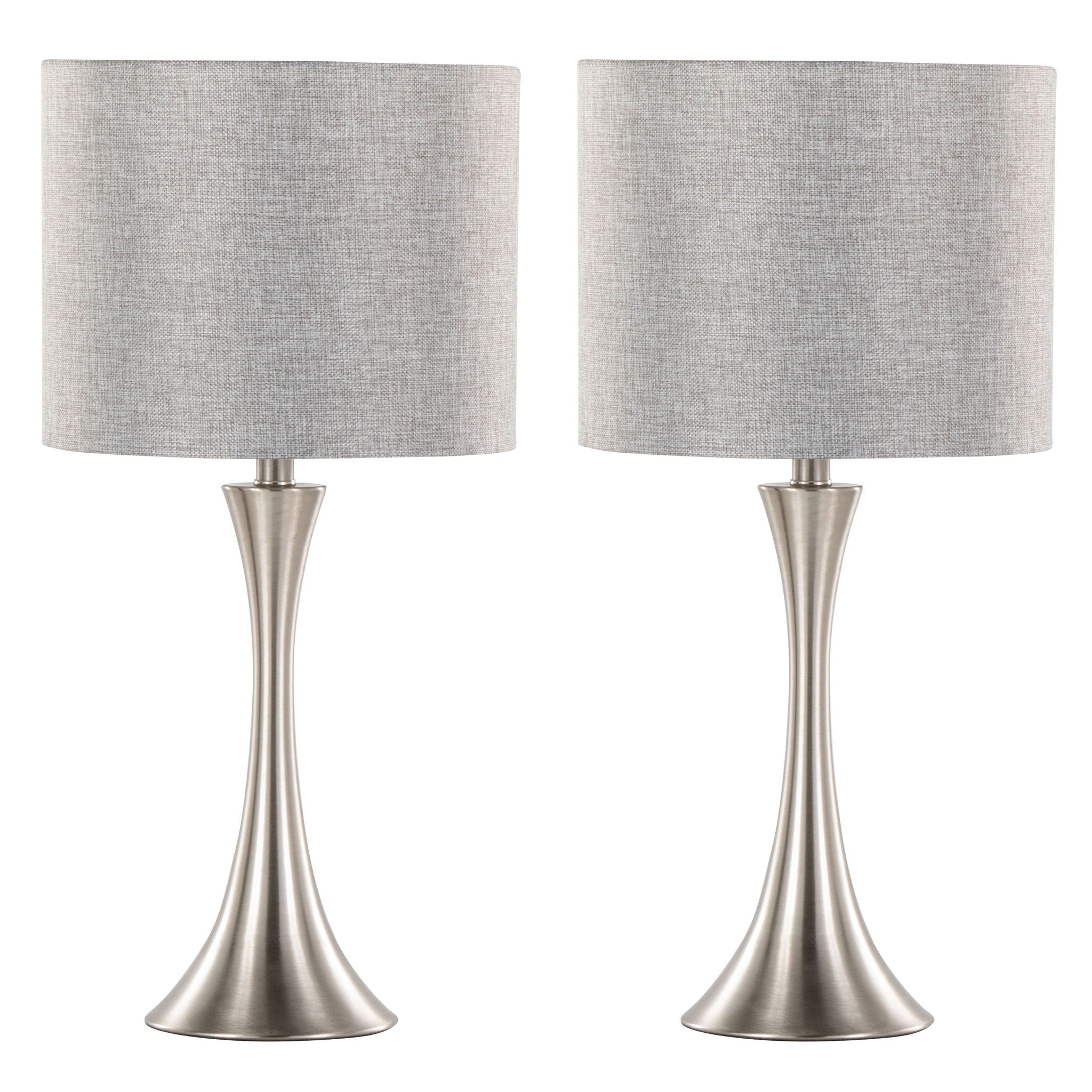 Lenuxe Modern Table Lamp Set | Round Base Hourglass Table Lamp Set of 2