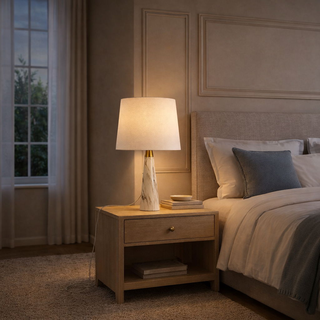 Enclave Hydro Table Lamp | Faux Marble Base Contemporary Table Lamp