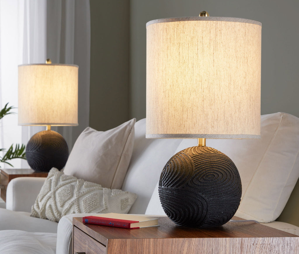 Kona Table Lamp Set | Matte Black & Brass Accent Table Lamp Set of 2