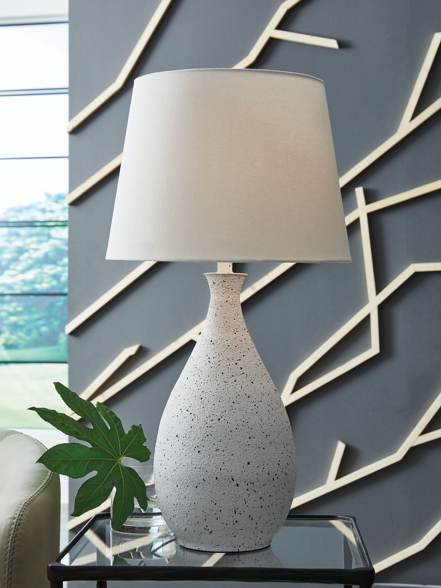 Wyattford Metal Table Lamp | Teardrop Speckle Finish Contemporary Table Lamp