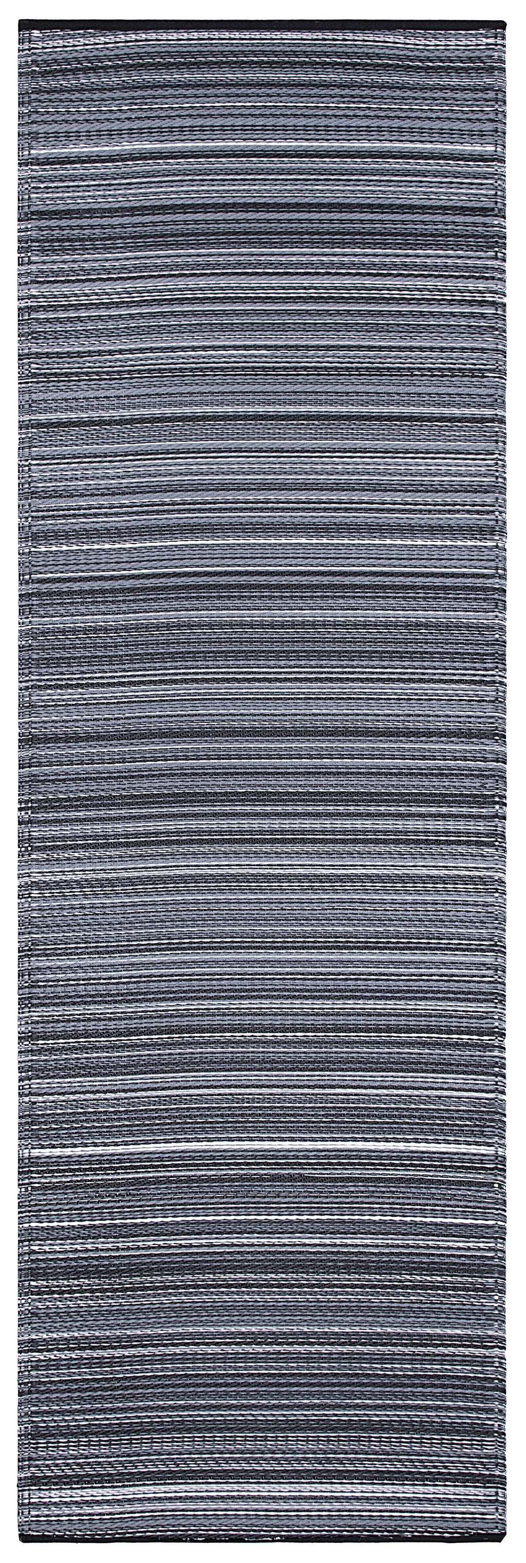 Cancun Midnight Outdoor Rug | Modern Striped Gray Design