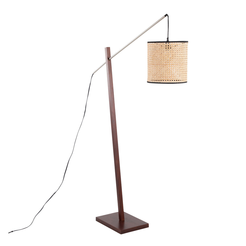 Arturo Wood & Rattan Floor Lamp | Natural Wood Base Floor Lamp