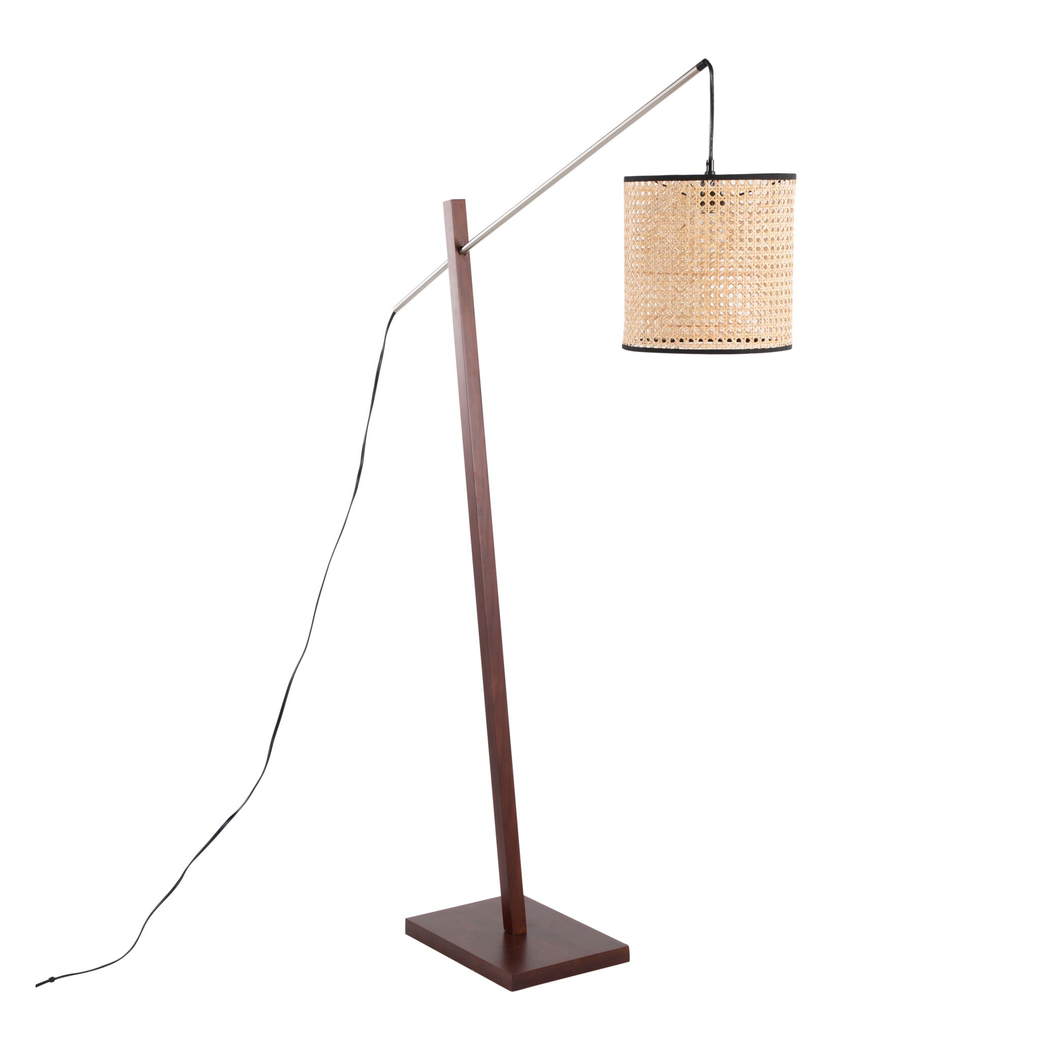Arturo Wood & Rattan Floor Lamp | Natural Wood Base Floor Lamp