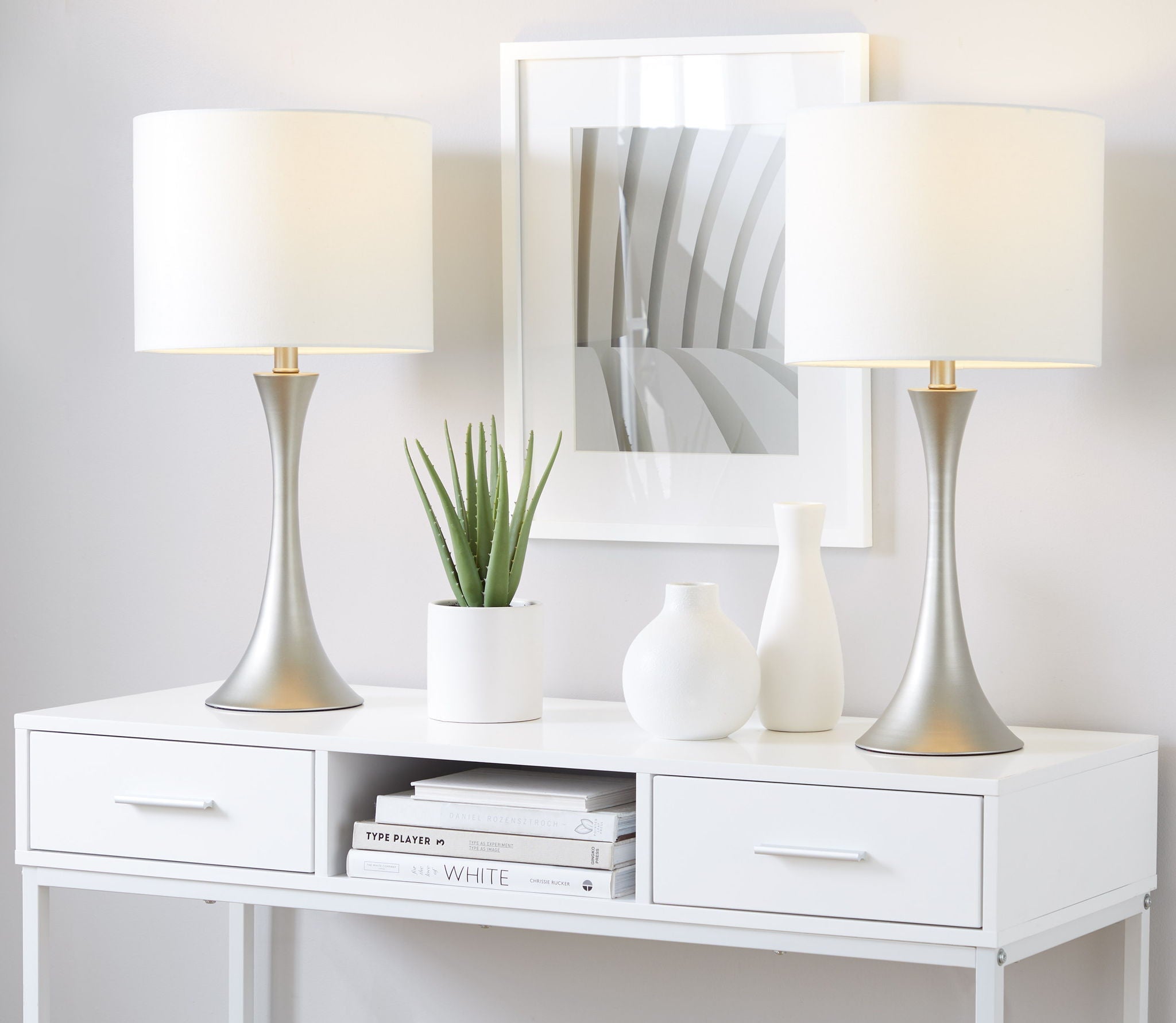 Lenuxe Hourglass Table Lamp Set | Contemporary Table Lamp Set of 2
