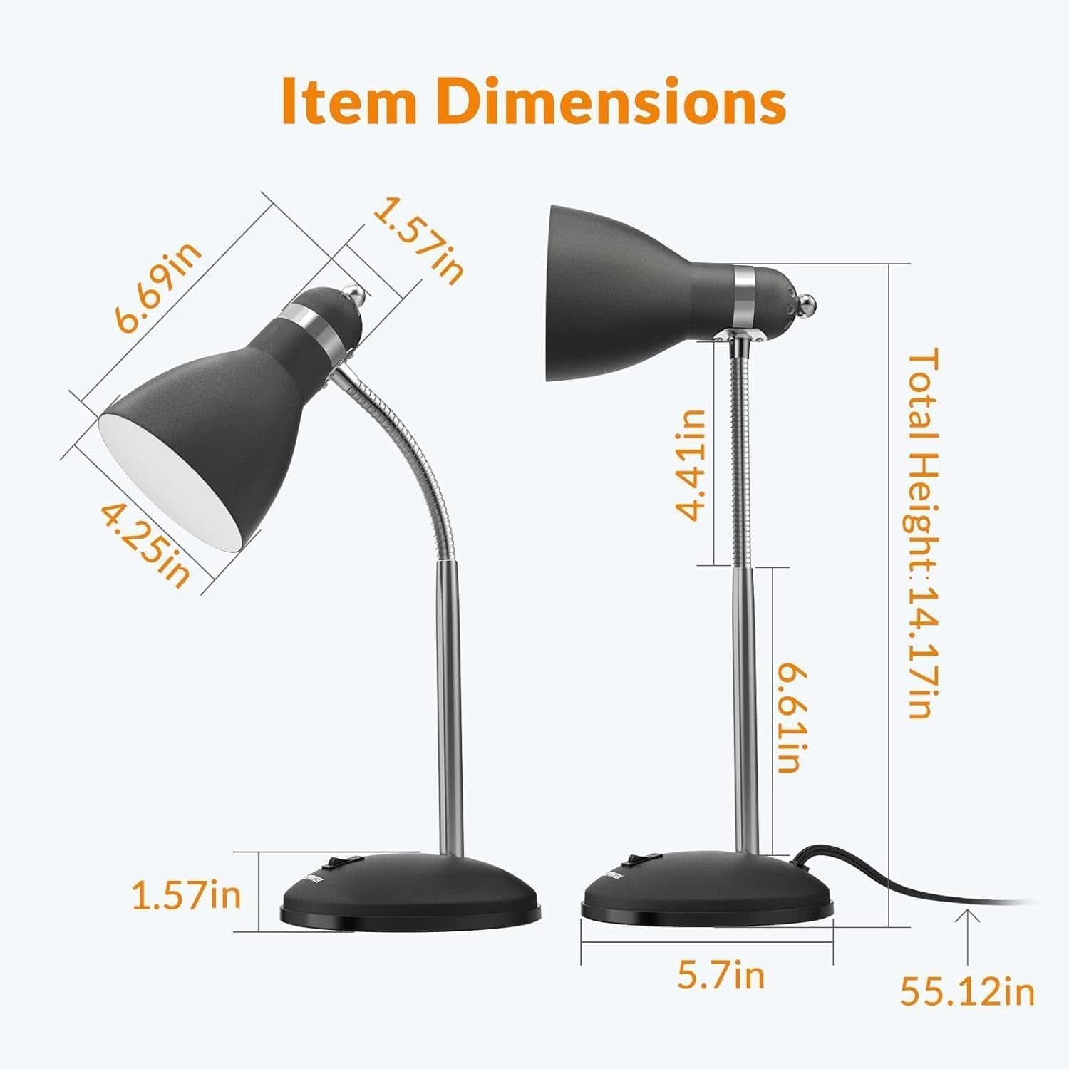 Matte Black Desk Lamp With Flexible Goose Neck