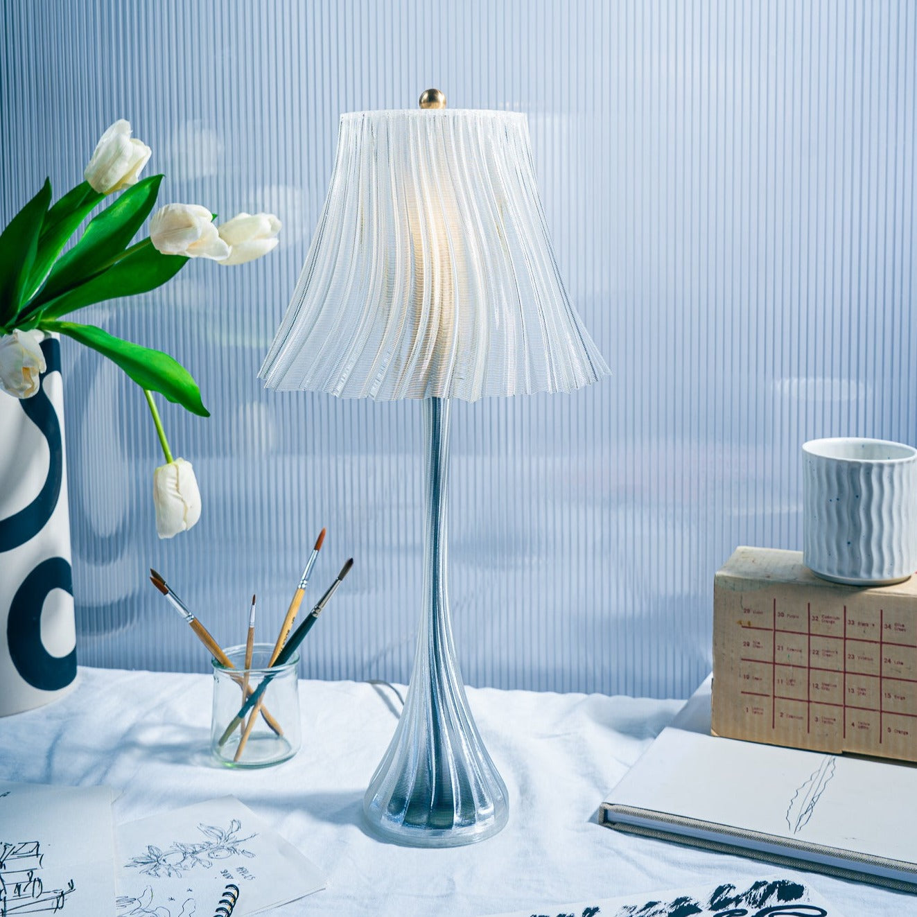 Pleat Lamp | Sculptural Pleated Table Lamp – Wooj Design