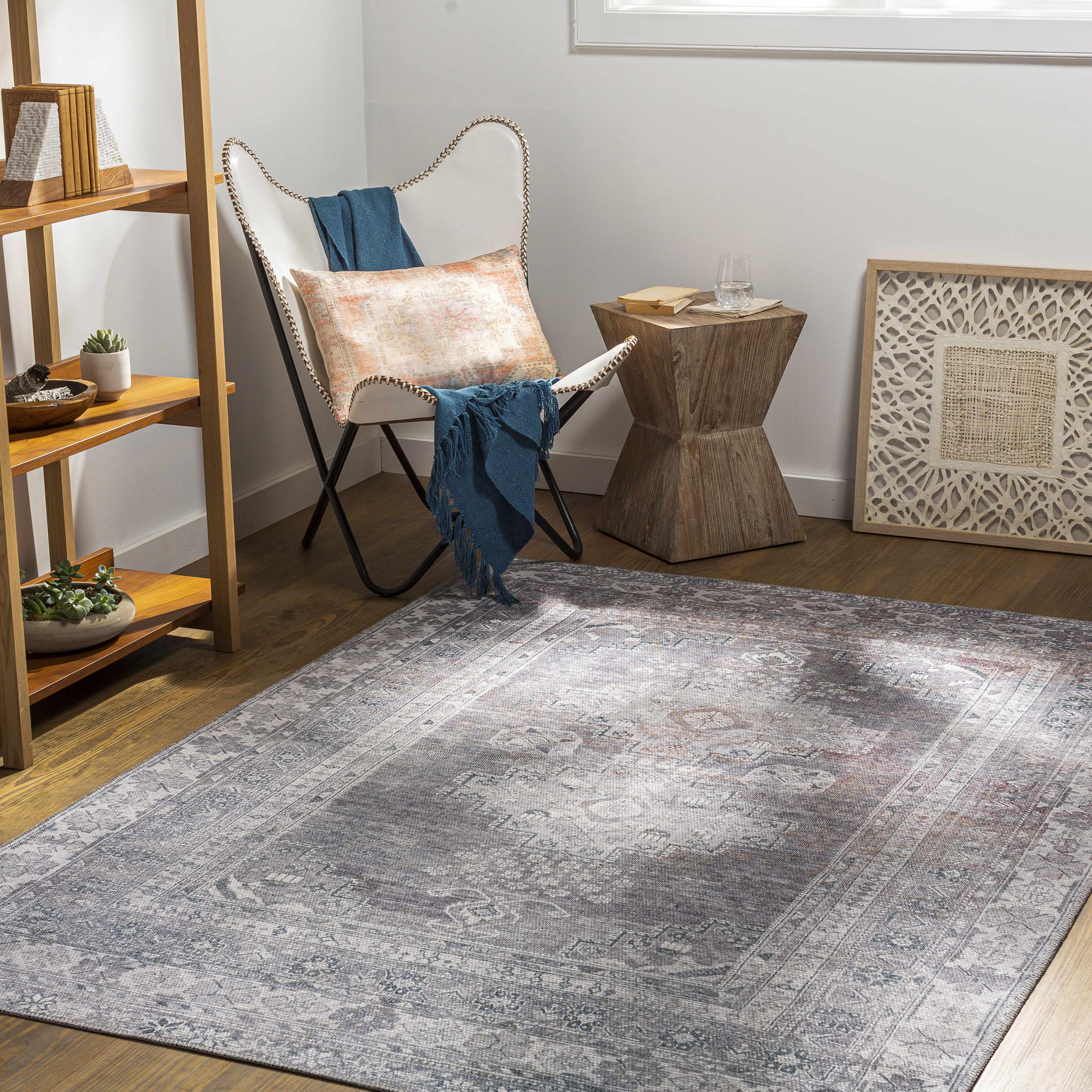 Baltinglass Brown Washable Area Rug | Southwestern Vintage-Inspired Design – Hauteloom