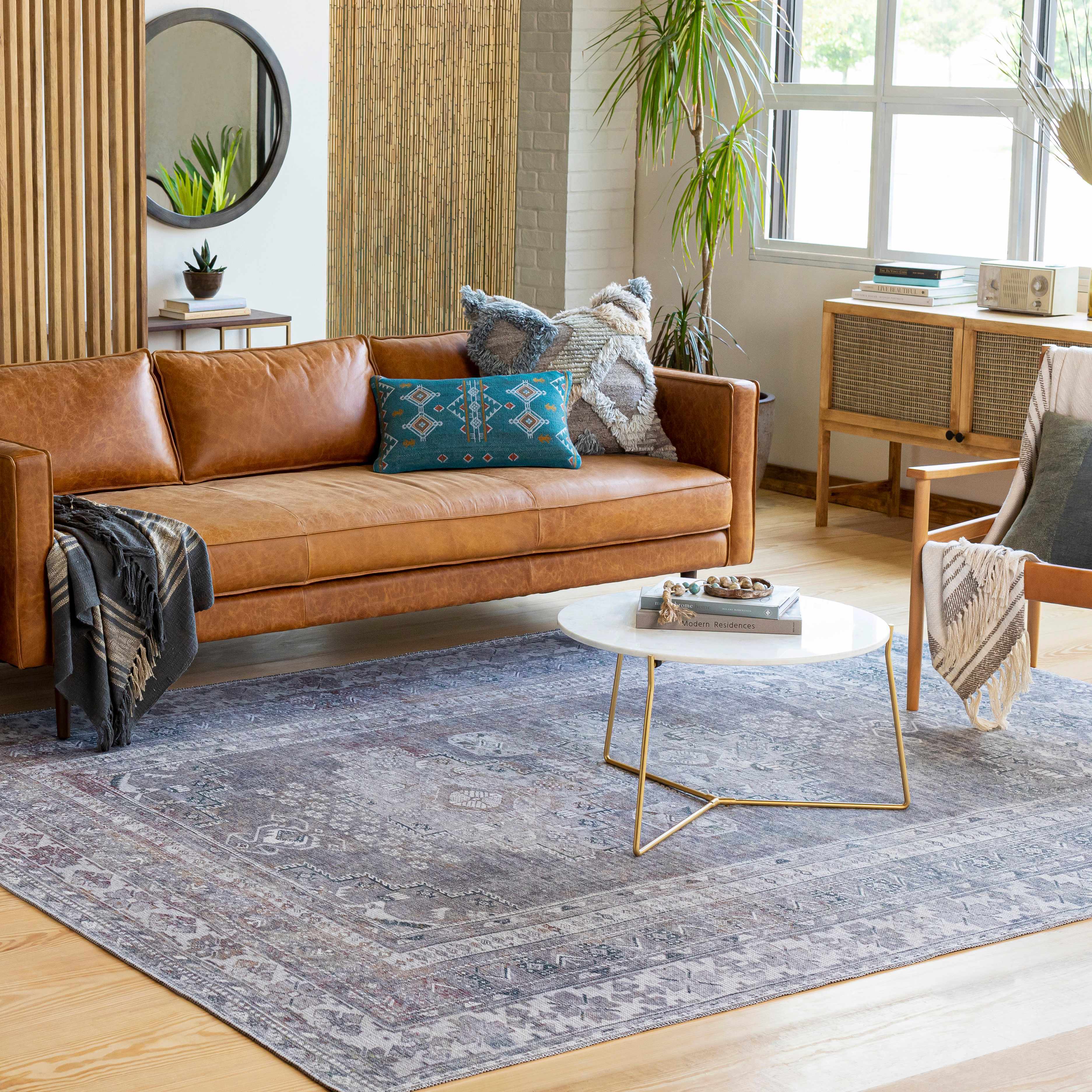 Baltinglass Brown Washable Area Rug | Southwestern Vintage-Inspired Design – Hauteloom