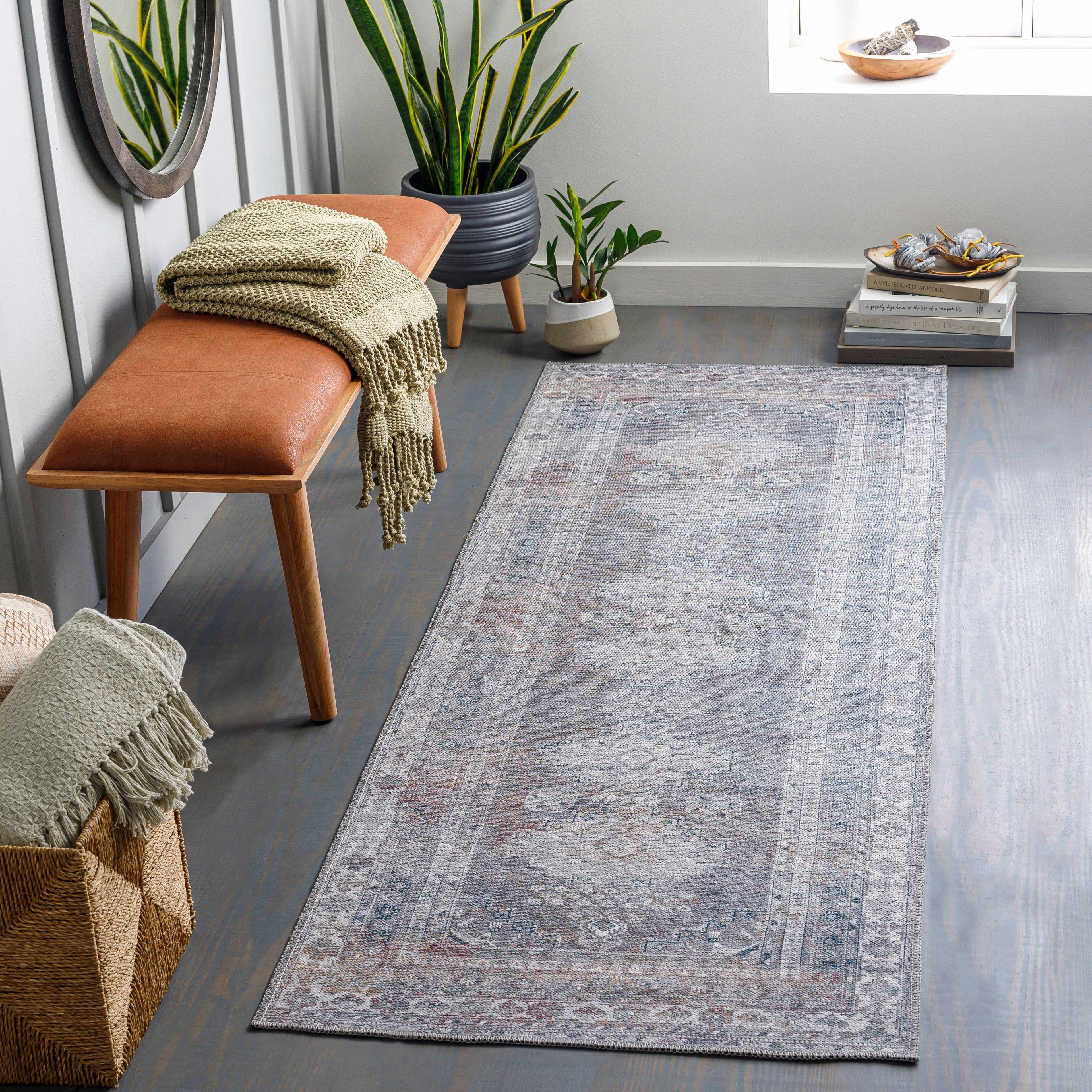 Baltinglass Brown Washable Area Rug | Southwestern Vintage-Inspired Design – Hauteloom
