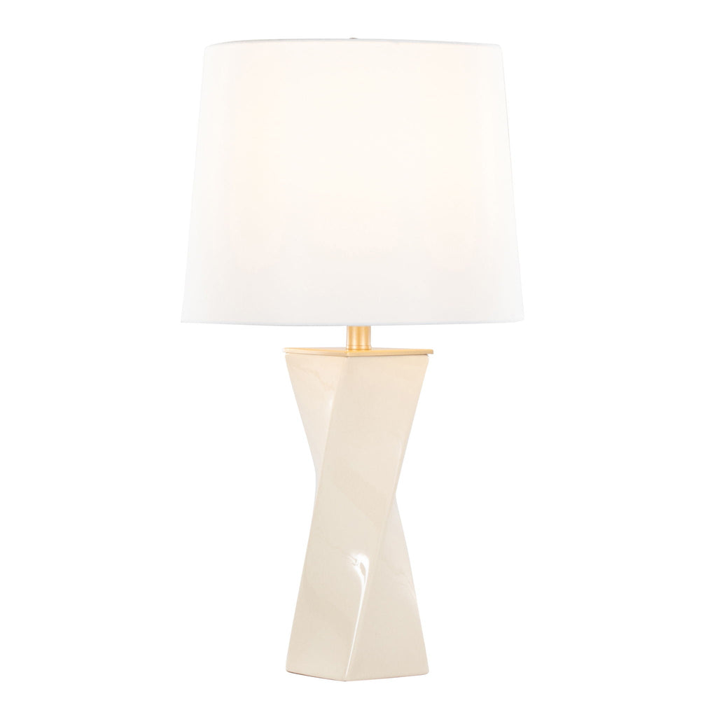 Curvo Square Table Lamp | Twisted Ceramic Contemporary Table Lamp