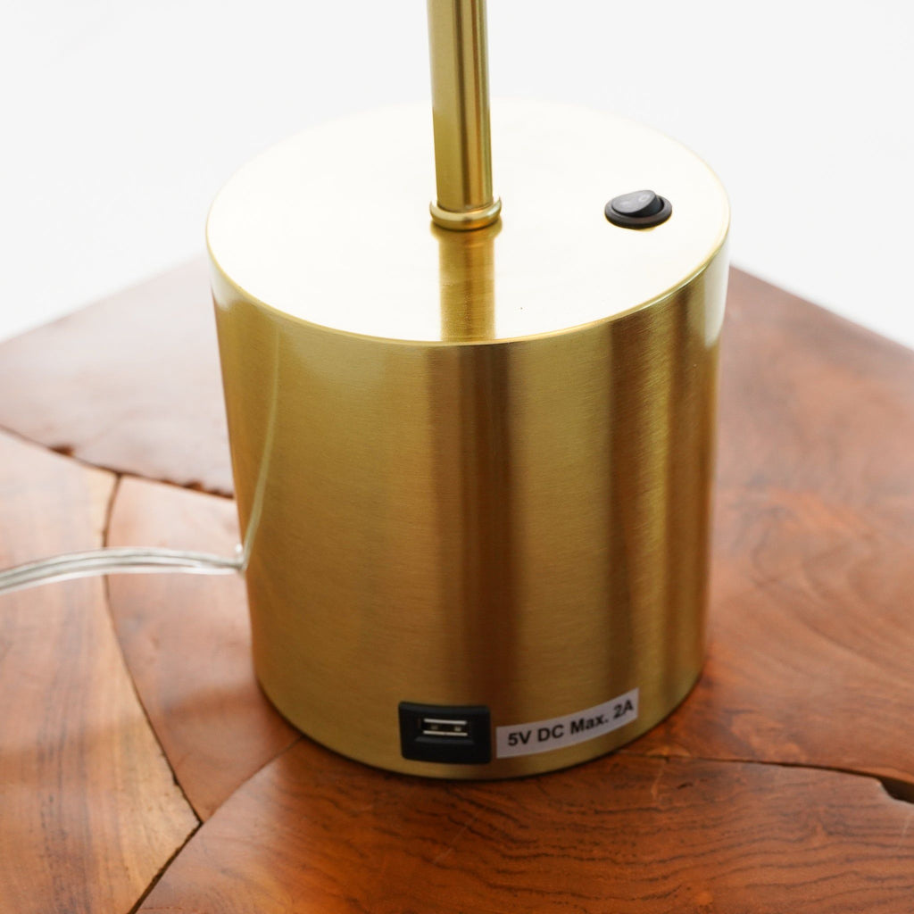 Ethereal Globe Desk Lamp | Compact Gold Base Globe Shade Table Lamp