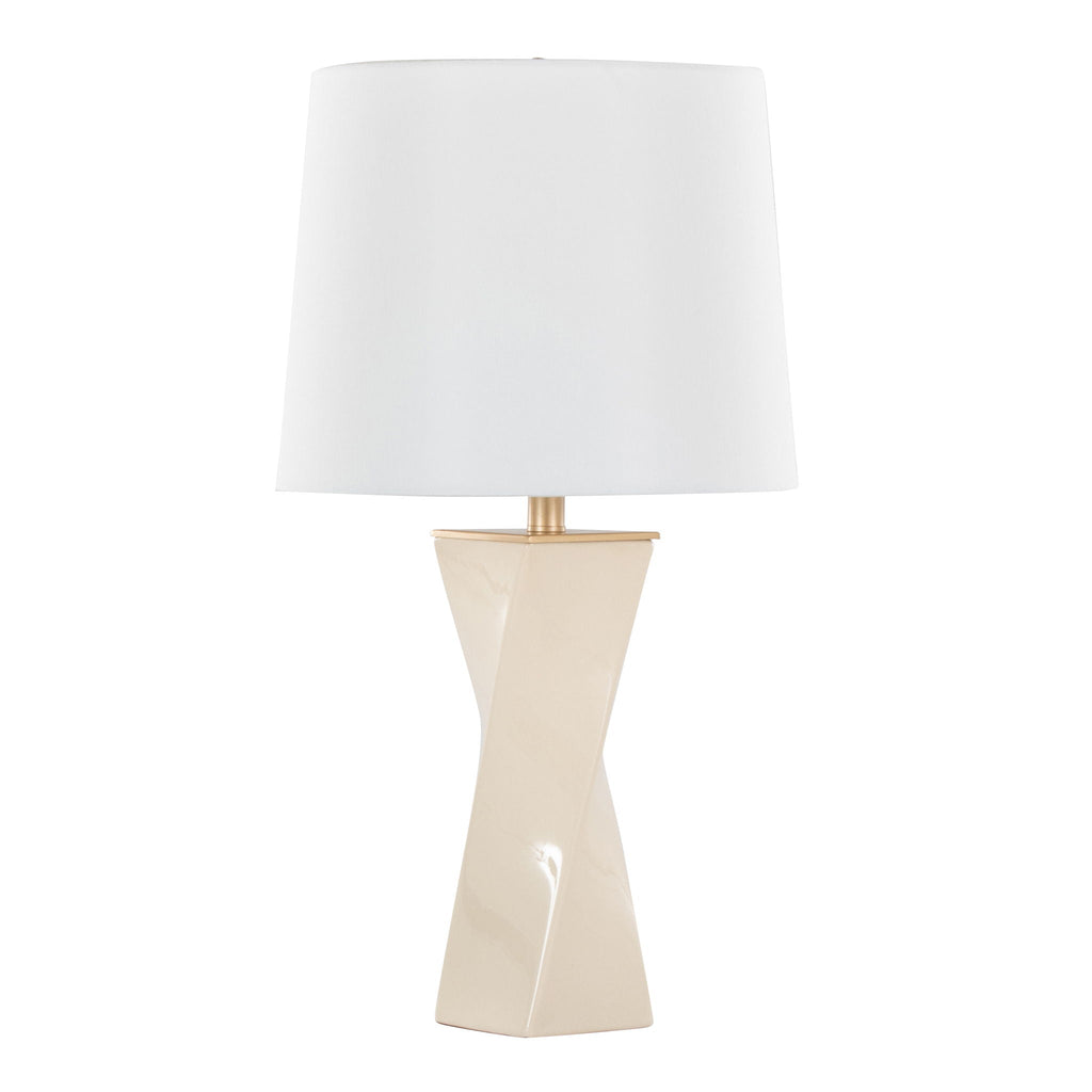 Curvo Square Table Lamp | Twisted Ceramic Contemporary Table Lamp