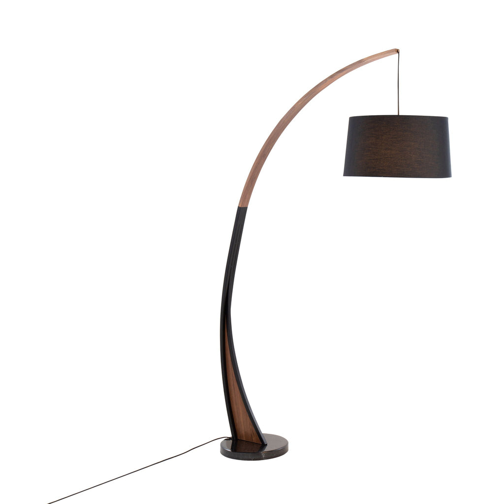 Noah Mid-Century Floor Lamp | Walnut & Metal Arc Floor Lamp