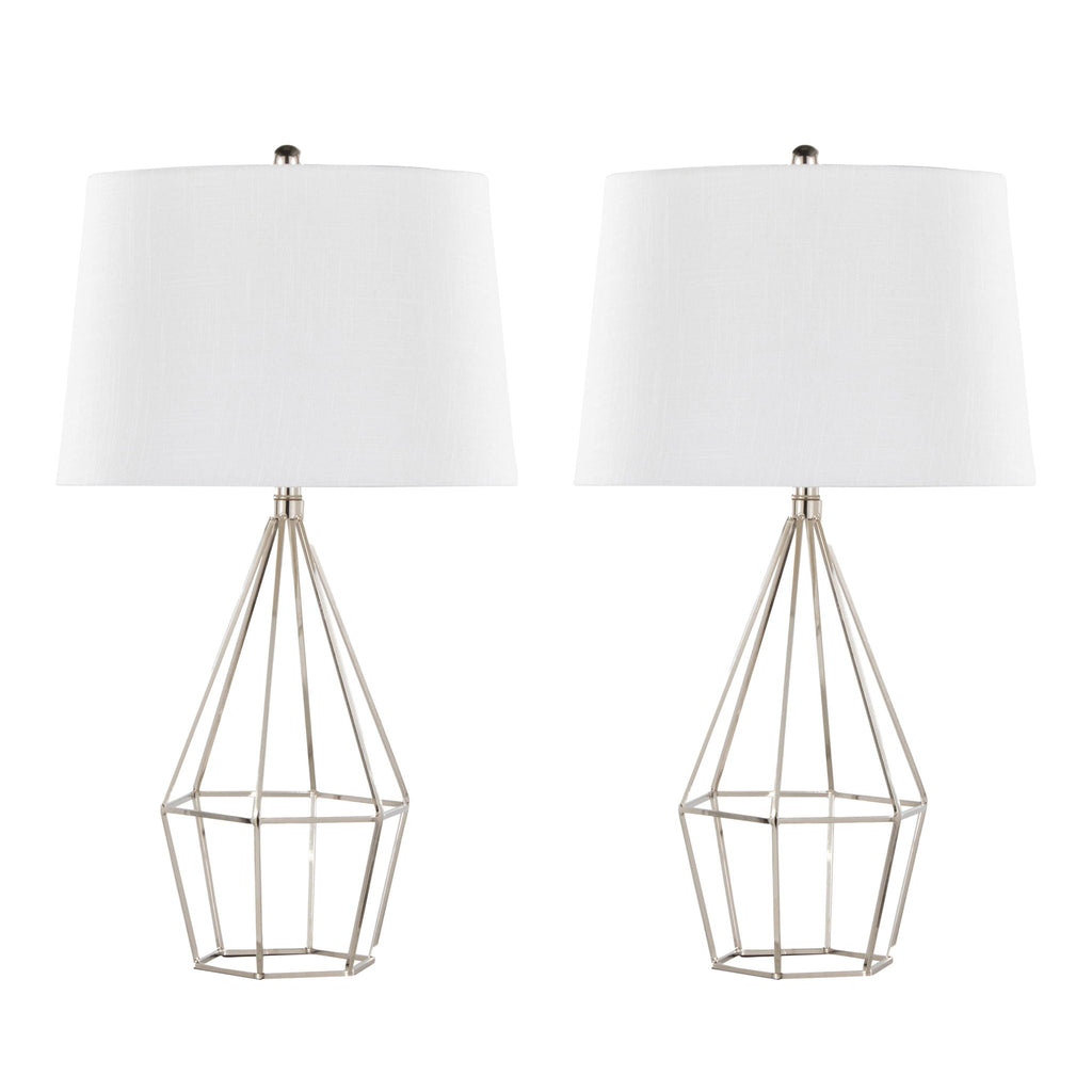 Diana Table Lamp Set | Polished Nickel & Black Satin Contemporary Lamp Set of 2