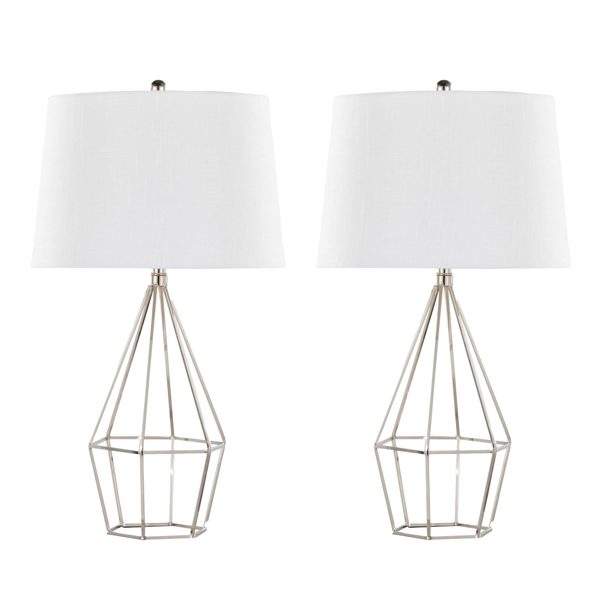 Diana Table Lamp Set | Polished Nickel & Black Satin Contemporary Lamp Set of 2