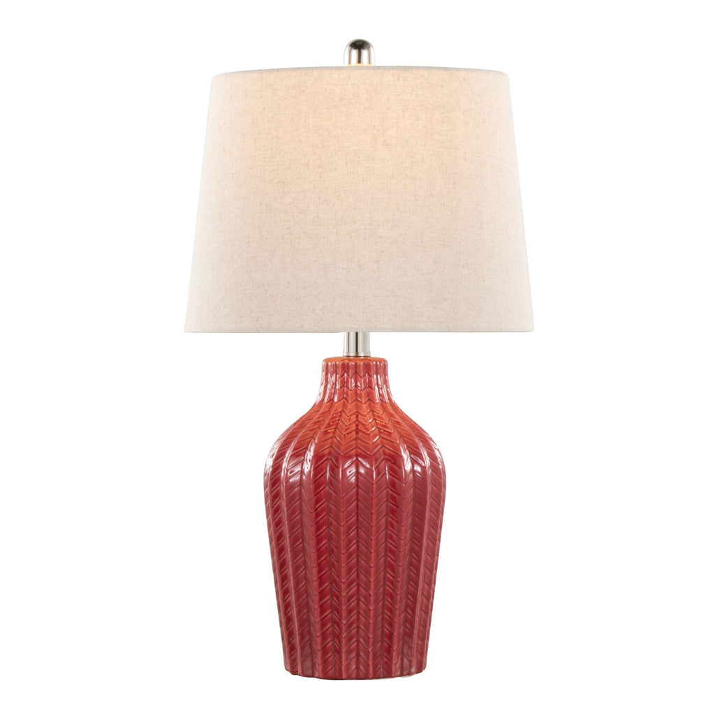 Rockwell Chevron Ceramic Table Lamp Set | Glossy Patterned Table Lamp Set of 2