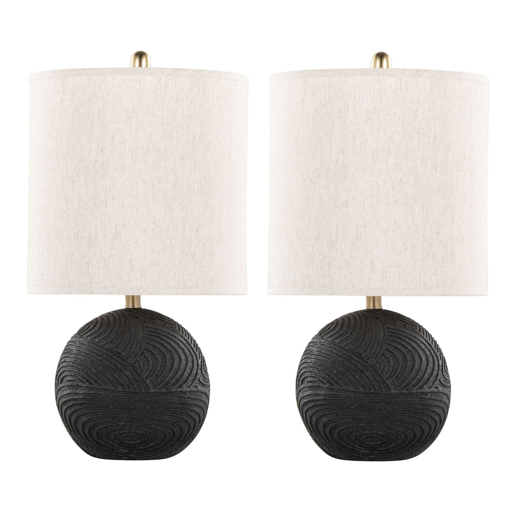 Kona Table Lamp Set | Matte Black & Brass Accent Table Lamp Set of 2