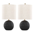 Kona Table Lamp Set | Matte Black & Brass Accent Table Lamp Set of 2