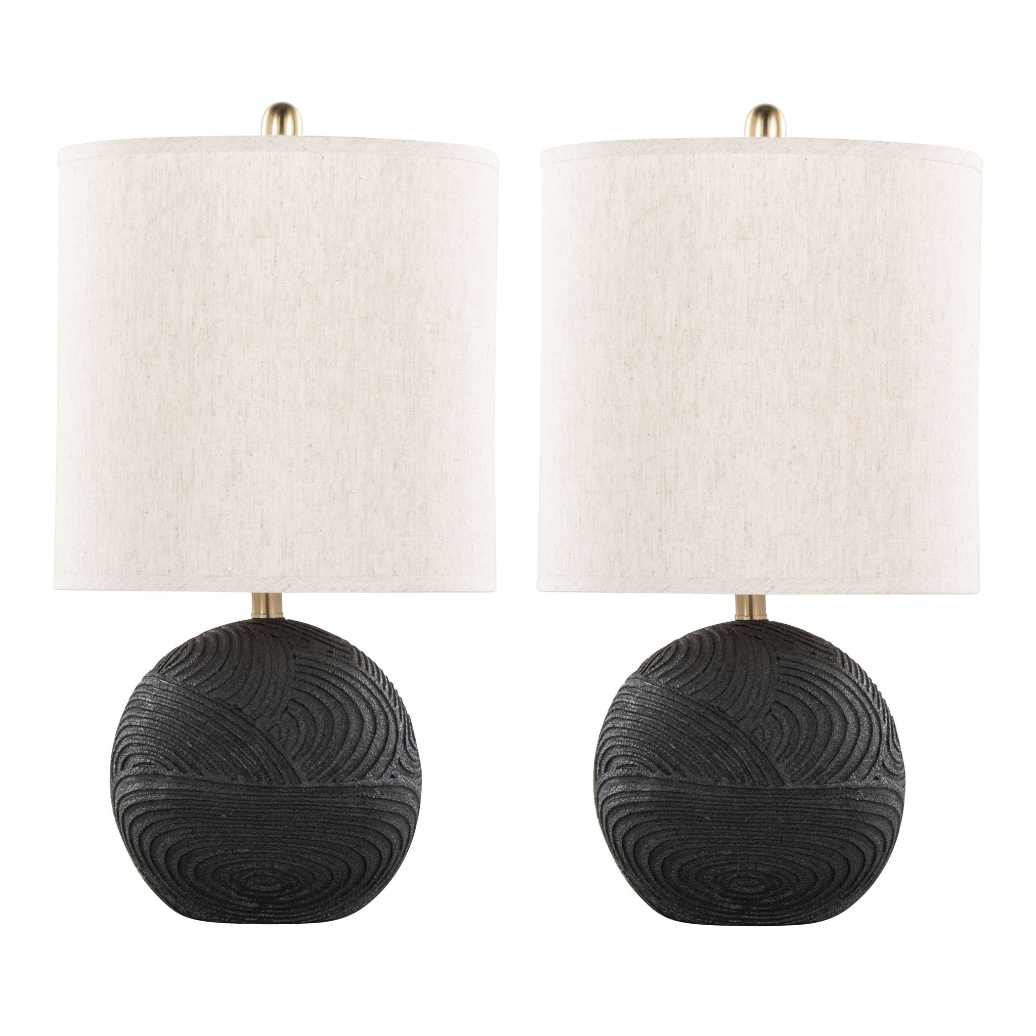 Kona Table Lamp Set | Matte Black & Brass Accent Table Lamp Set of 2