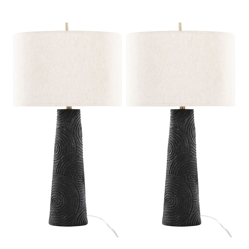Kona Contemporary Table Lamp Set | Polyresin & Brass Accent Table Lamp Set of 2