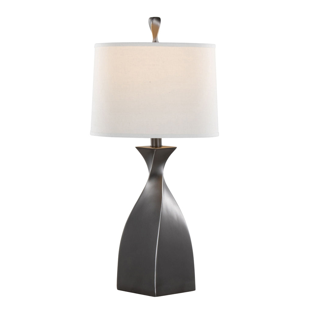 Curvo Block Base Table Lamp Set | Contemporary Polyresin Table Lamp Set of 2