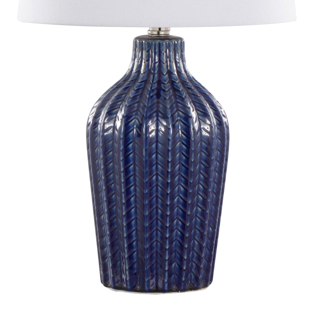 Rockwell Chevron Ceramic Table Lamp Set | Glossy Patterned Table Lamp Set of 2