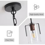 Modern Industrial Pendant Light with Clear Glass Shade