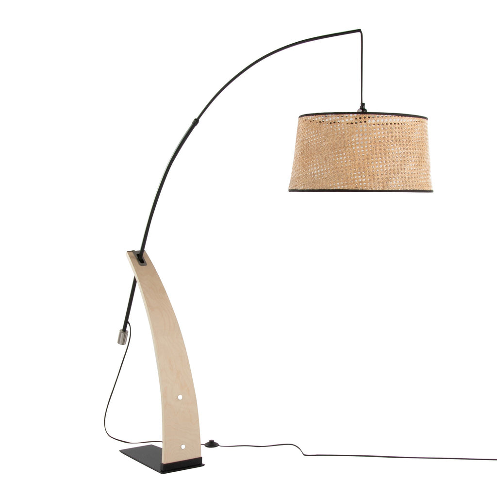 Robyn Mid-Century Floor Lamp | Arched Metal & Wood Accent Floor Lamp