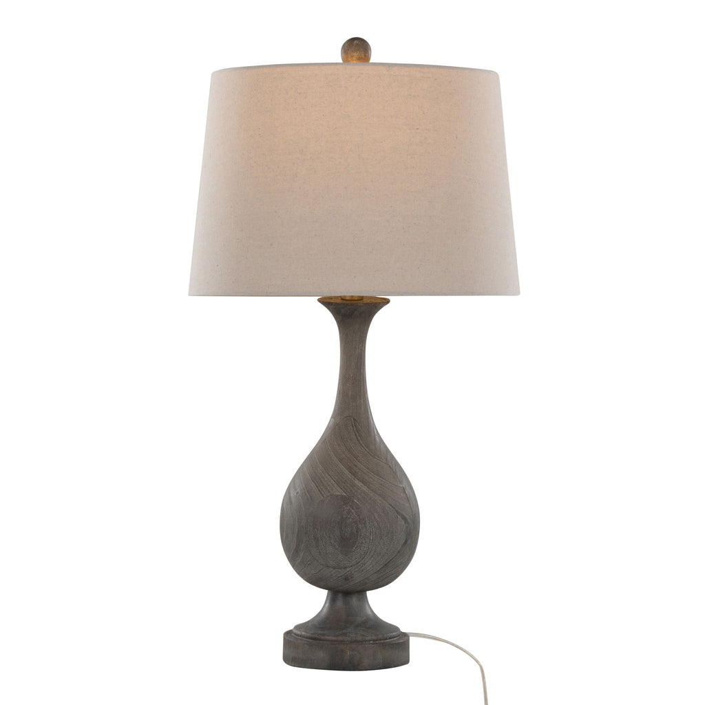 Cipolla Farmhouse Table Lamp Set | Faux Wood Teardrop Table Lamp Set of 2
