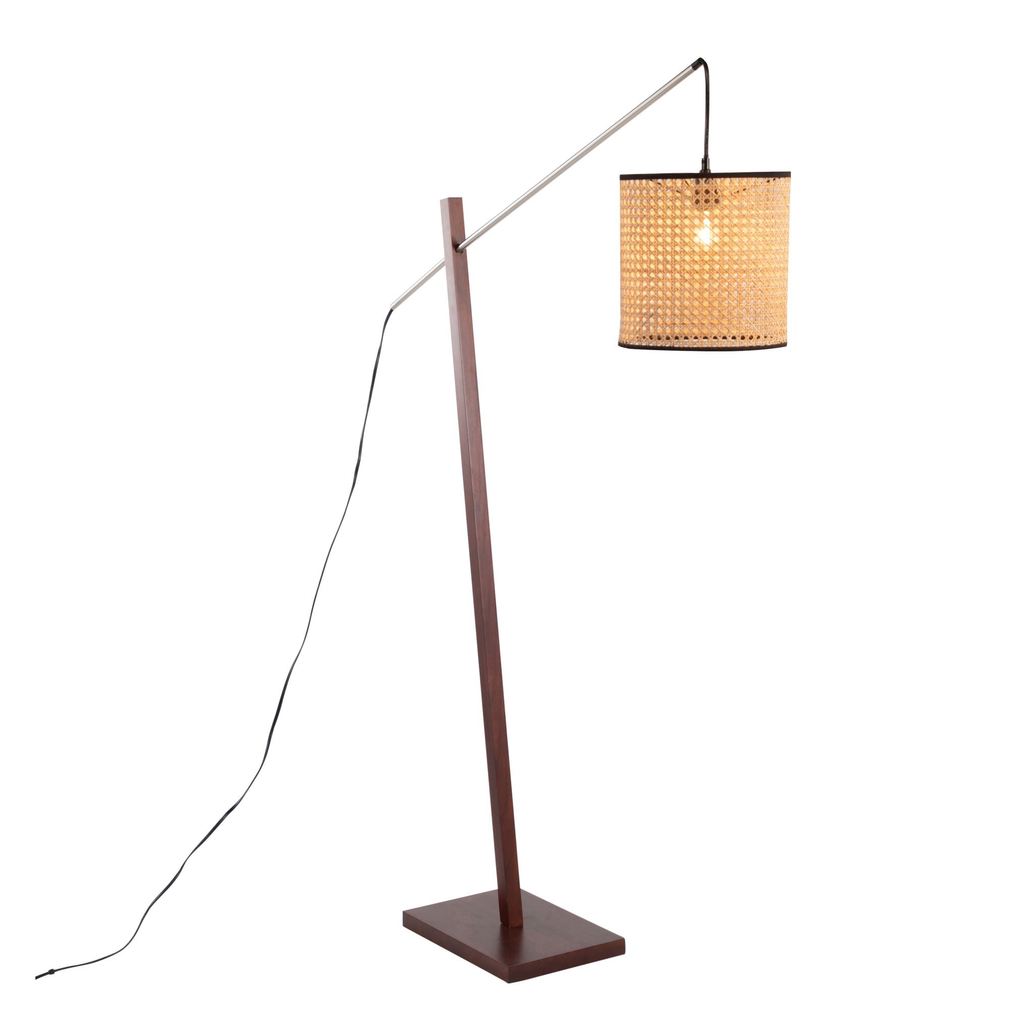 Arturo Wood & Rattan Floor Lamp | Natural Wood Base Floor Lamp