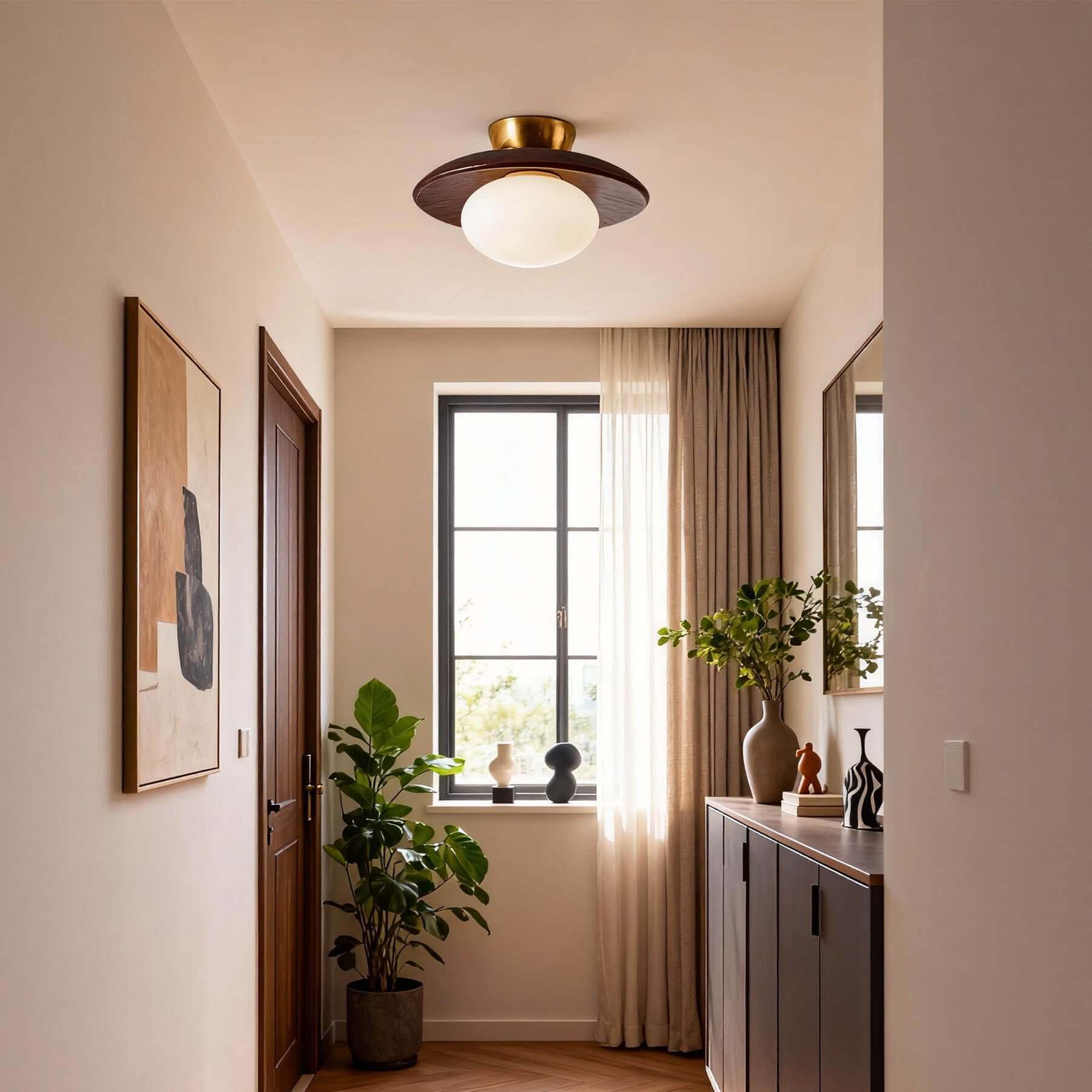 Derava Stained Glass Ceiling Lamp | Vintage Hallway Flush Mount Light