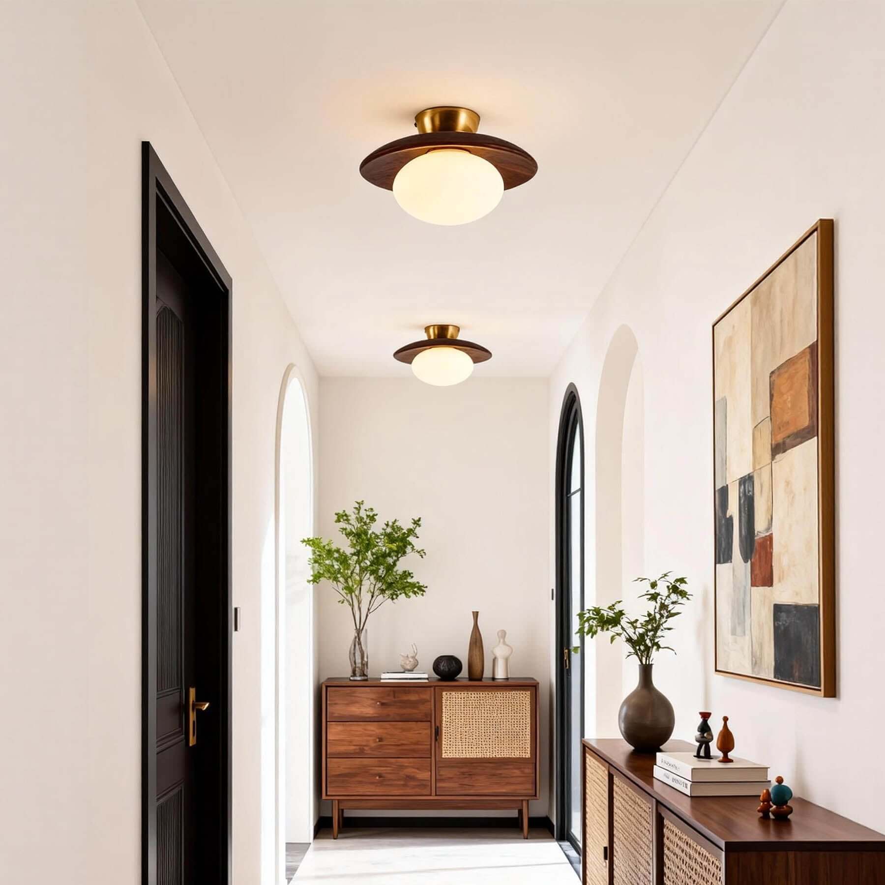 Derava Stained Glass Ceiling Lamp | Vintage Hallway Flush Mount Light