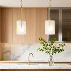 Gold Modern Pendant Light with Frosted Glass Shade