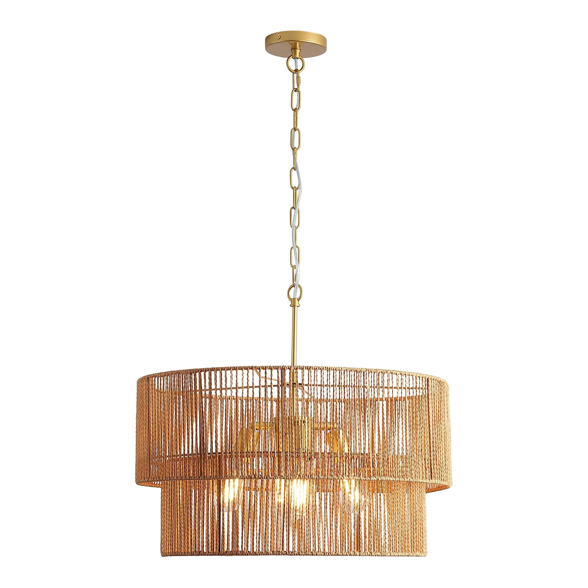 Boho Wabi-Sabi Chandelier | Two-Tier Natural Pendant Ceiling Lamp