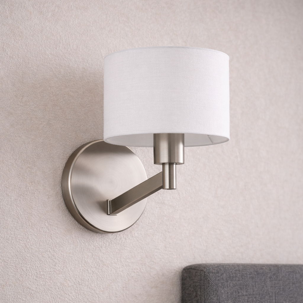 Nebula Wall Lamp | Brushed Nickel Contemporary Wall Lamp with Rotary Switch