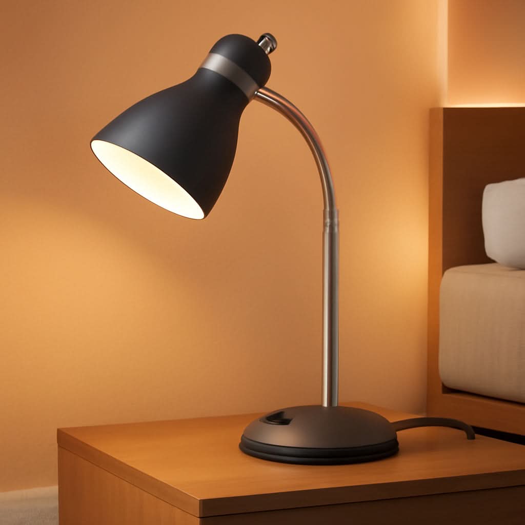 Matte Black Desk Lamp With Flexible Goose Neck