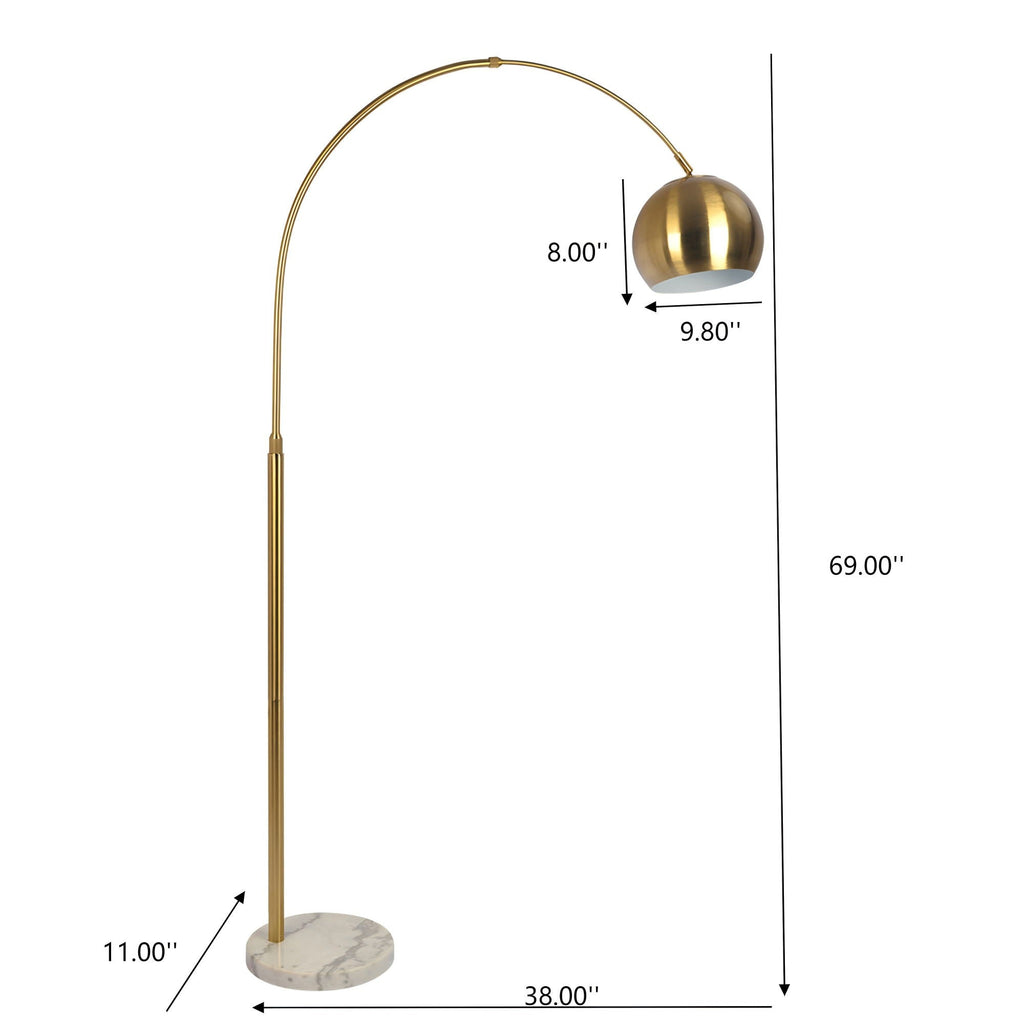 Oasis Long Arm Floor Lamp | Adjustable Brass Arm & Marble Base Floor Lamp