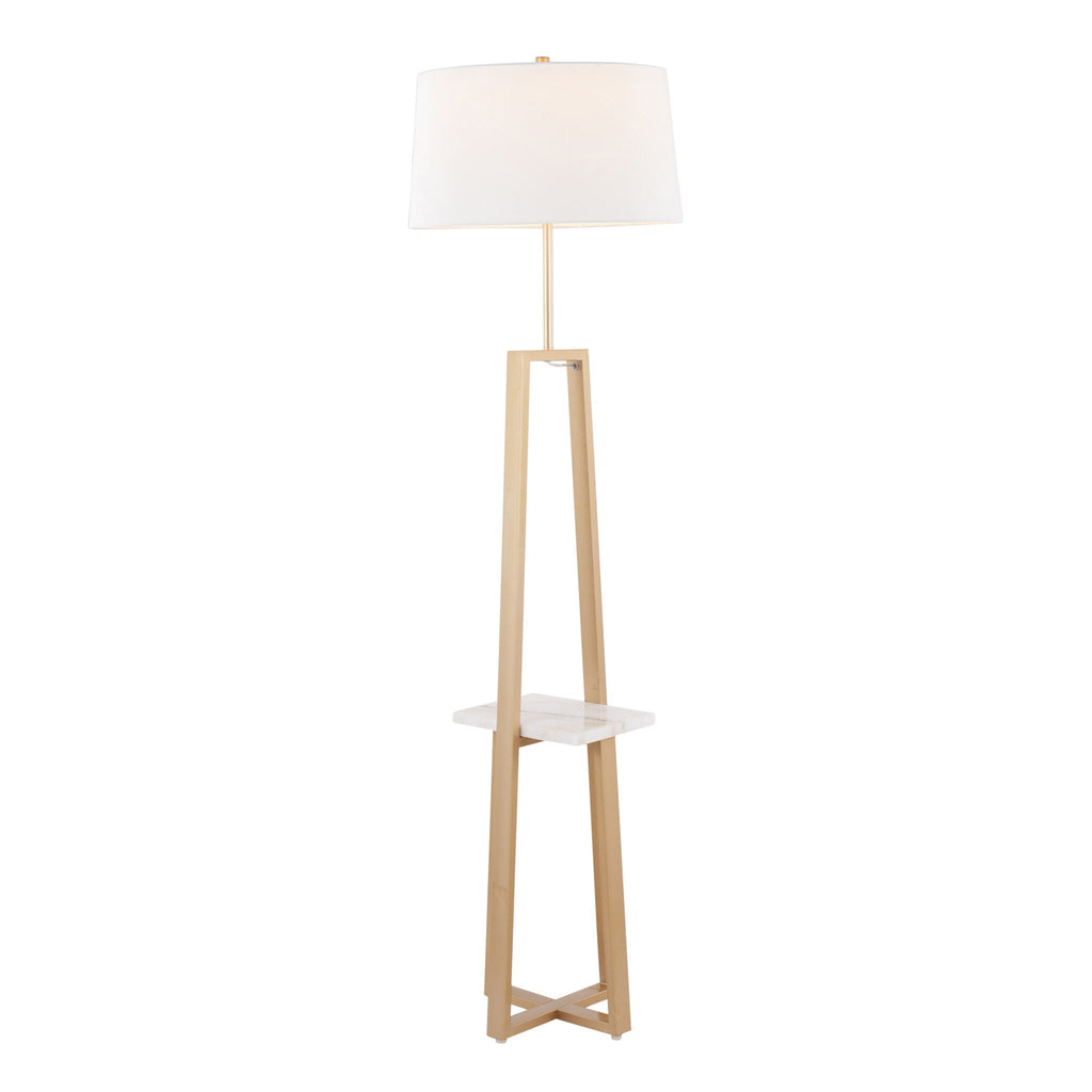 Cosmo Shelf Floor Lamp | Geometric Base Floor Lamp with Integrated Shelf