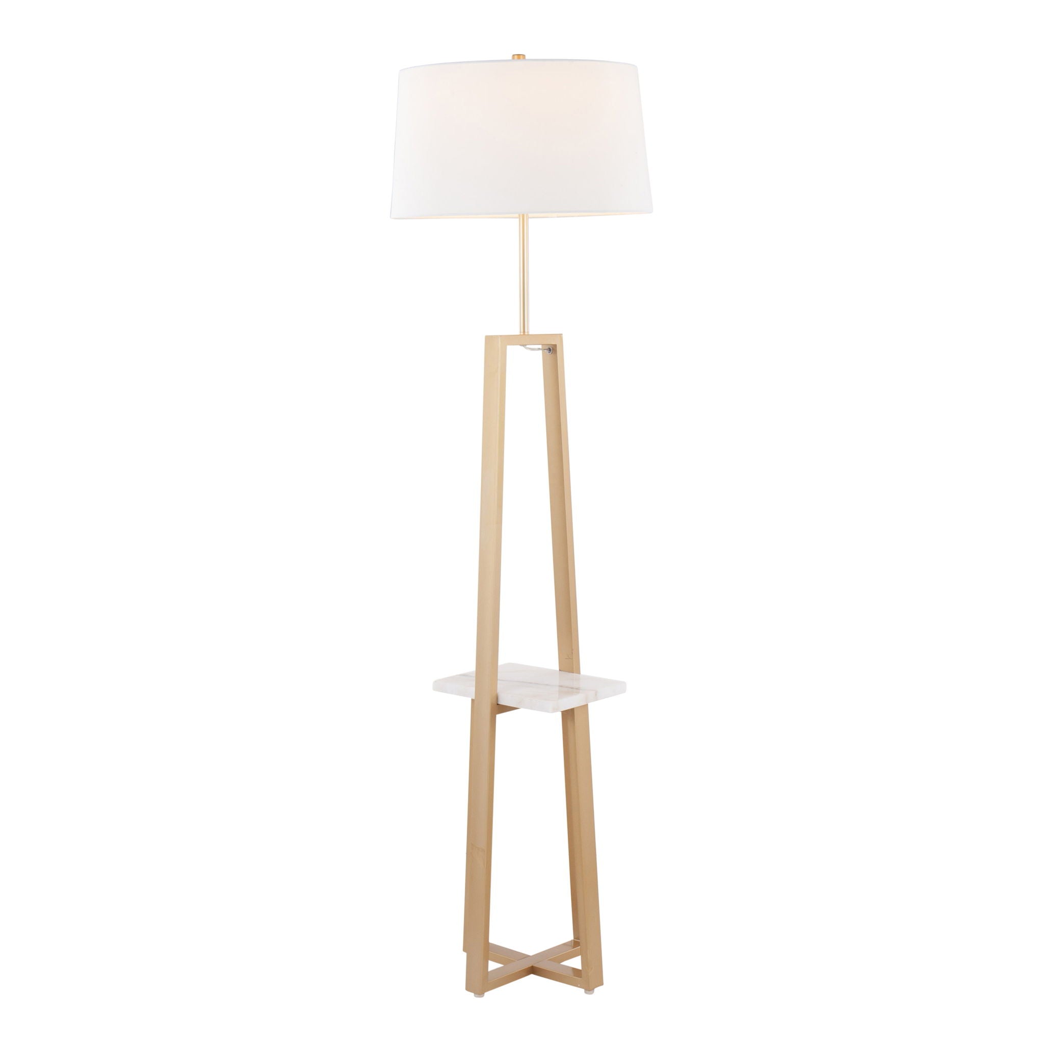 Cosmo Shelf Floor Lamp | Geometric Base Floor Lamp with Integrated Shelf