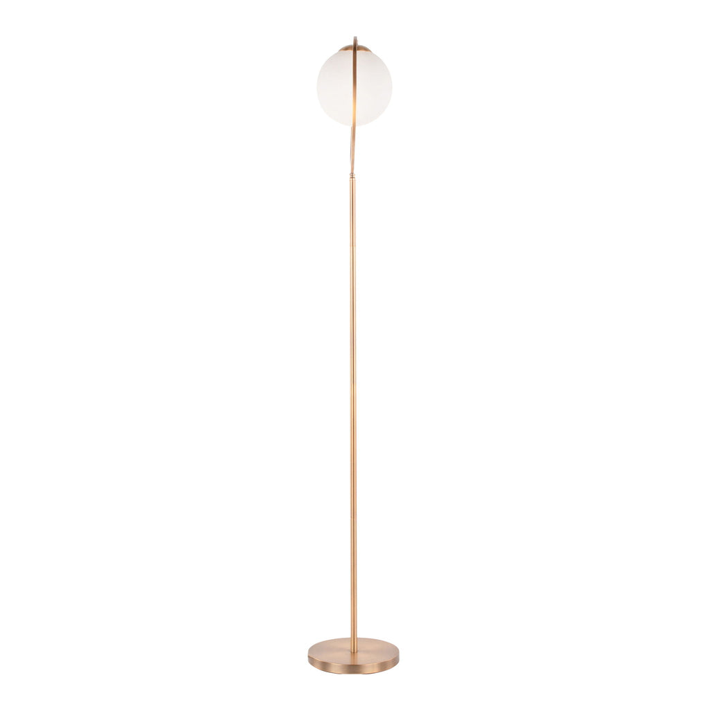 Moon Floor Lamp | Sleek Metal Contemporary Floor Lamp with Frosted Shade