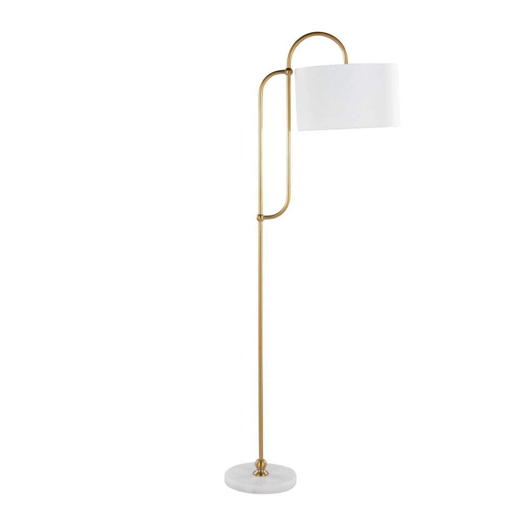 Leslie Art Deco Floor Lamp | Curved Metal Glam Floor Lamp