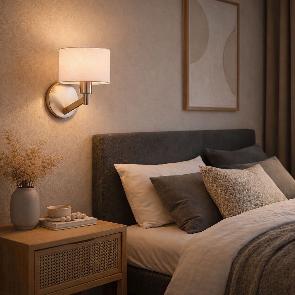 Nebula Wall Lamp | Brushed Nickel Contemporary Wall Lamp with Rotary Switch