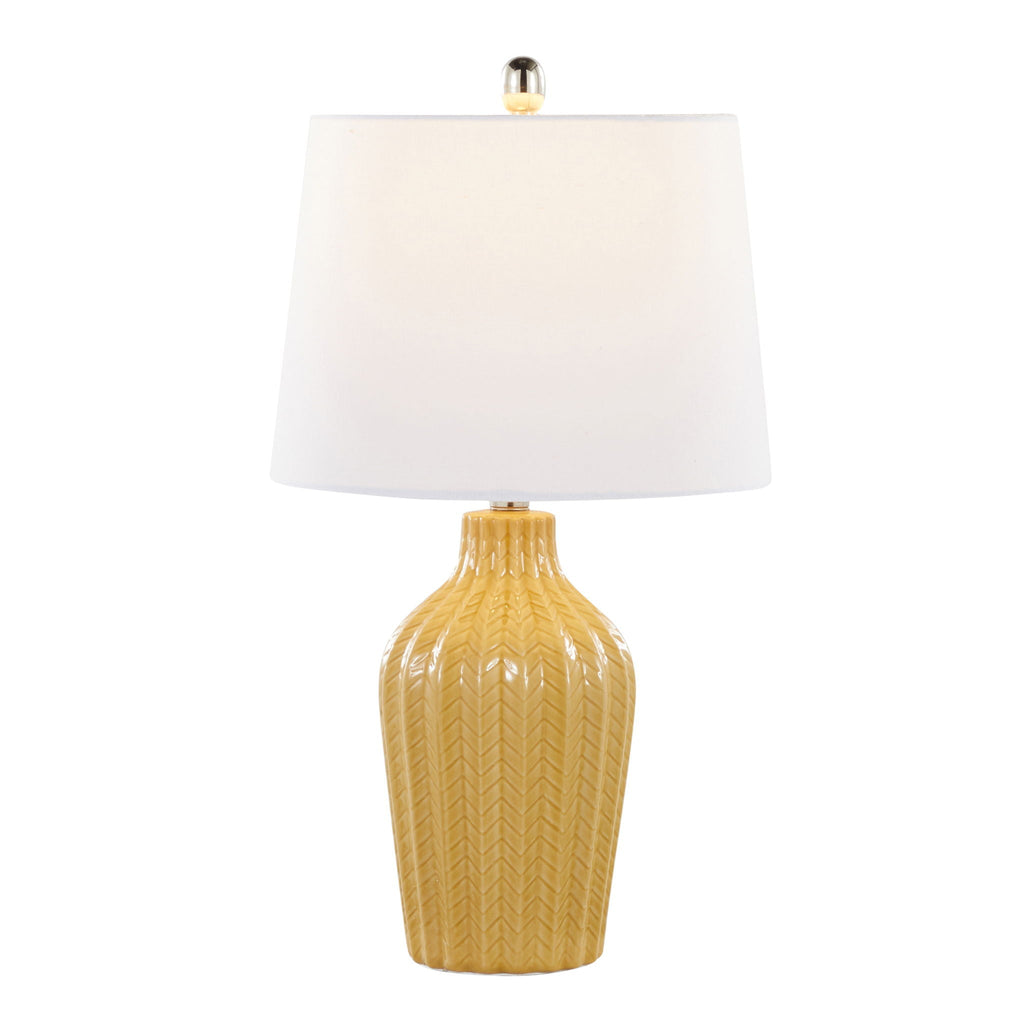 Rockwell Chevron Ceramic Table Lamp Set | Glossy Patterned Table Lamp Set of 2