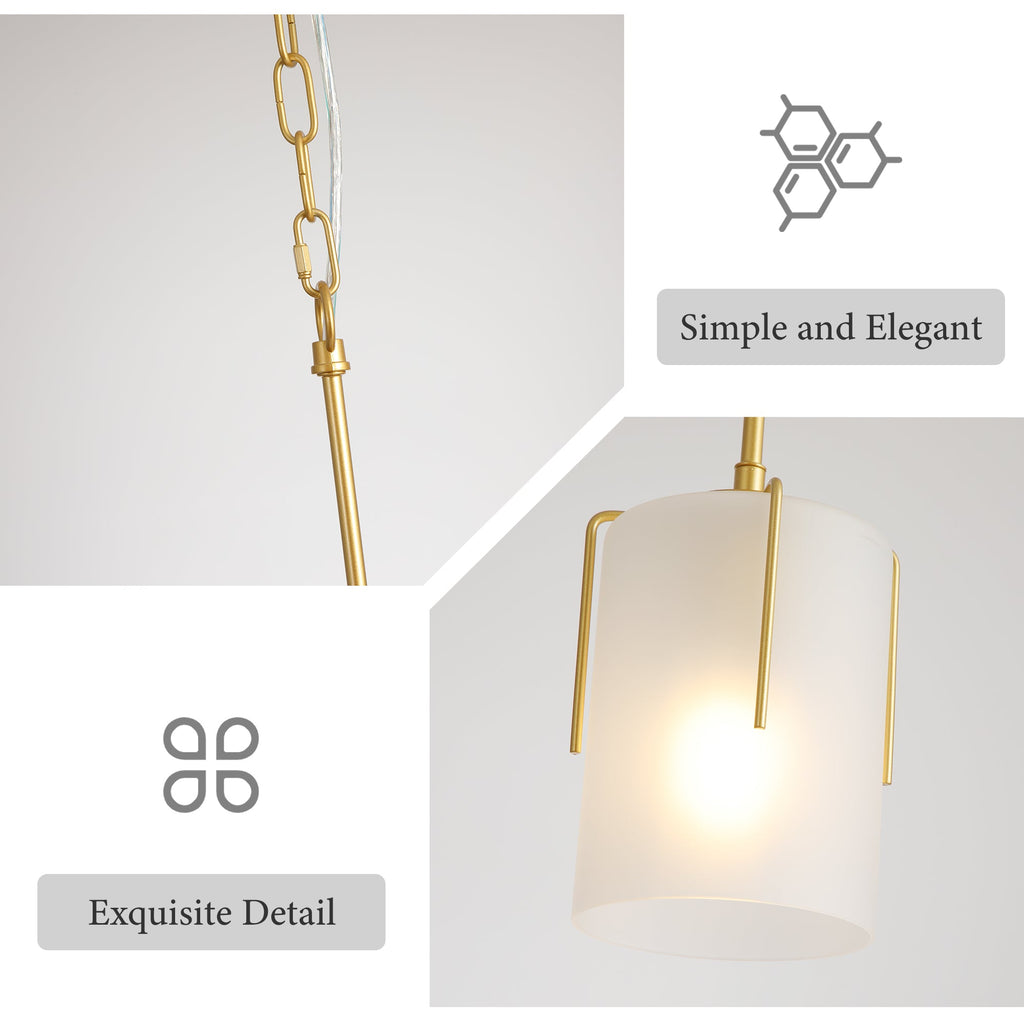 Gold Modern Pendant Light with Frosted Glass Shade