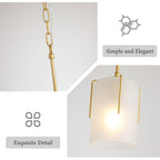 Gold Modern Pendant Light with Frosted Glass Shade