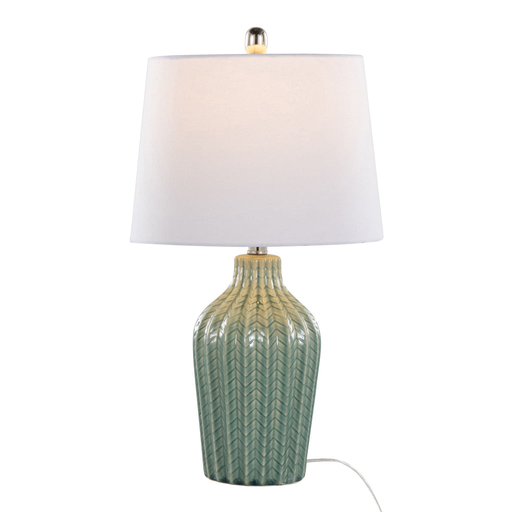 Rockwell Chevron Ceramic Table Lamp Set | Glossy Patterned Table Lamp Set of 2