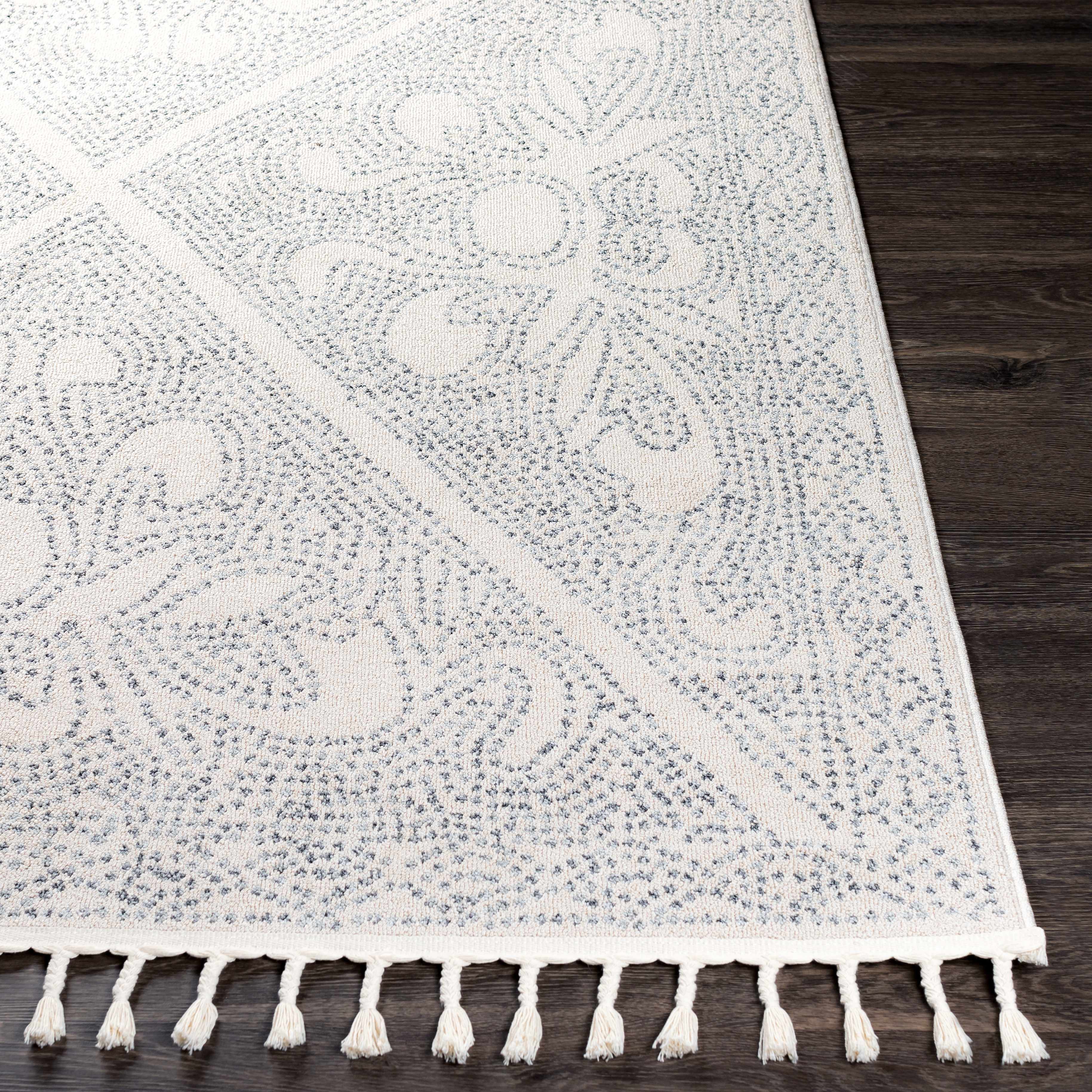 Birdwood Fringe Area Rug | Dot & Floral Pattern Design