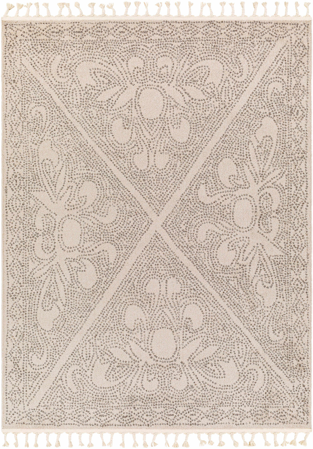 Birdwood Cream & Brown Area Rug | Dot & Floral Pattern Design – Hauteloom