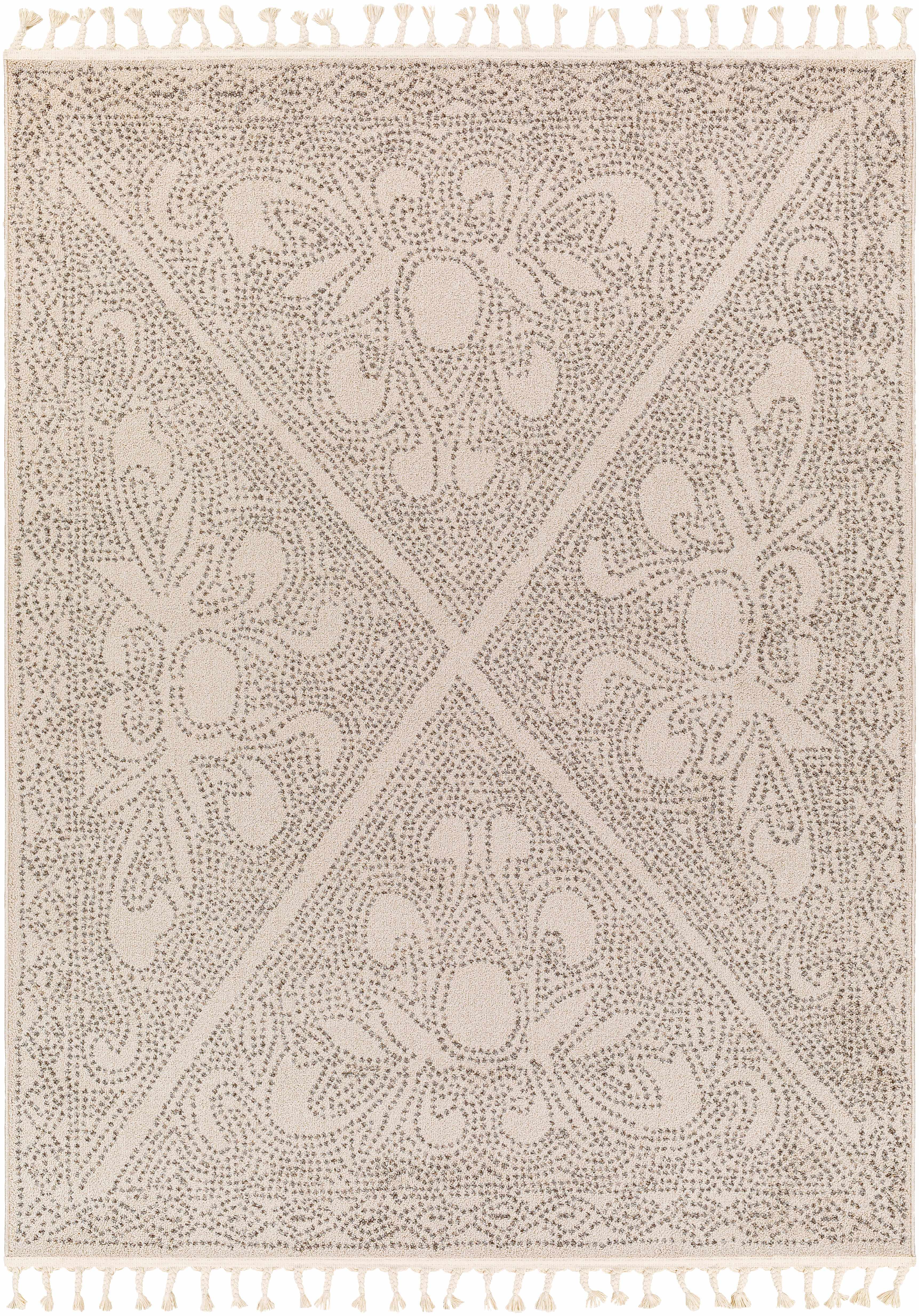 Birdwood Cream & Brown Area Rug | Dot & Floral Pattern Design – Hauteloom